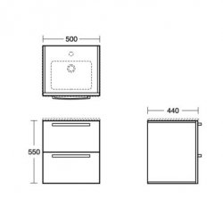 Ideal Standard Tempo 500mm 2 Drawer Wall Hung Gloss White Vanity Unit