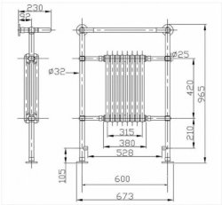 Bayswater Clifford 965 x 673mm Chrome and White Towel Radiator