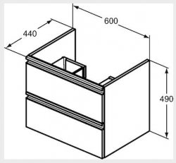Ideal Standard Tesi Silk Black 60cm 2 Drawer Vanity Unit