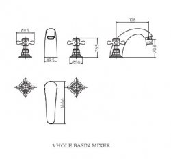 Harrogate Chrome 3 Hole Basin Mixer