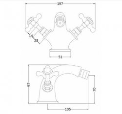 Bayswater White & Chrome Crosshead Mono Bidet Mixer with Hex Collar