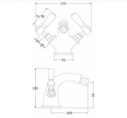 Bayswater Black & Chrome Lever Mono Bidet Mixer with Hex Collar