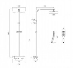Vado Phase Shower Column Head 3 Function Handset Package