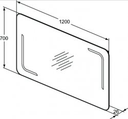 Ideal Standard 120cm Mirror With Sen or Ambient & Front Light, Anti-Steam