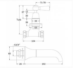 Bayswater White & Chrome Lever 3TH Wall Bath Filler with Dome Collar