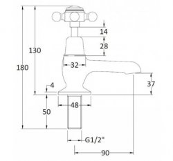 Bayswater Black & Chrome Crosshead Basin Taps with Dome Collar