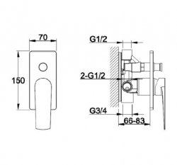 RAK Blade Dual Outlet Concealed Shower Valve