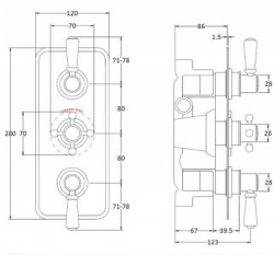 Bayswater White & Chrome Triple Concealed Valve with Diverter