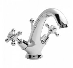 Bayswater White & Chrome Crosshead Mono Basin Mixer with Dome Collar