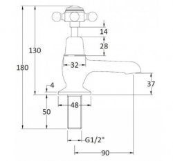 Bayswater White & Chrome Crosshead Basin Taps with Dome Collar
