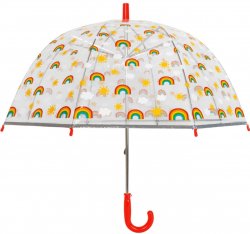 Kids Boys Girls Childrens Clear Bubble Dome Reflective Umbrella Brolly Red
