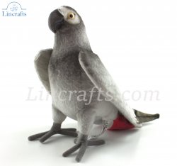 Soft Toy Bird. African Grey Parrot by Hansa (27cm ) 7986