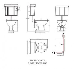 Harrogate Low Level Toilet with Dovetail Grey Soft Close Seat