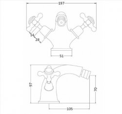 Bayswater Black & Chrome Crosshead Mono Bidet Mixer with Dome Collar