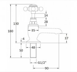 Bayswater Black & Chrome Crosshead Basin Taps with Hex Collar