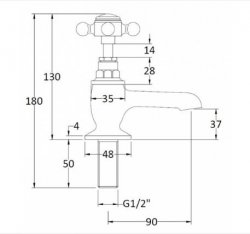 Bayswater Black & Chrome Crosshead Basin Taps with Hex Collar - Stock Clearance