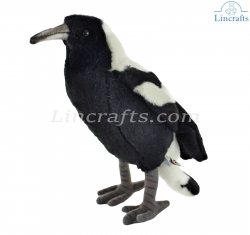 Soft Toy Bird, Australian Magpie by Hansa (14cm) 5090