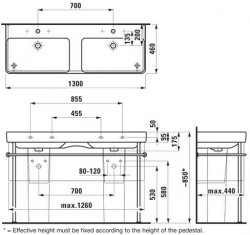Laufen Pro S Countertop 1300mm Double Basin
