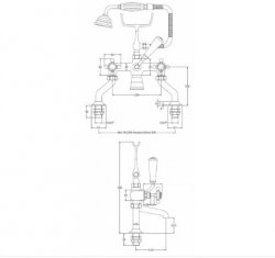 Bayswater Black & Chrome Crosshead Deck Mounted Bath Shower Mixer with Hex Collar