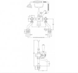 Bayswater White & Chrome Crosshead Deck Mounted Bath Shower Mixer with Hex Collar