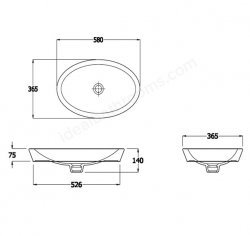 RAK Resort 58cm Oval Counter Top Basin