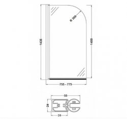 Bayswater Clear Radius Bath Screen