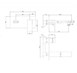 RAK Moon Black Wall Mounted Basin Mixer With Backplate