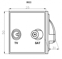 Knightsbridge Diplexed TV /SAT TV Outlet Module 50 x 50mm - White - (NETDISATWH)
