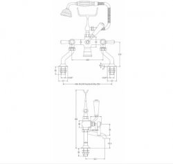 Bayswater Black & Chrome Lever Deck Mounted Bath Shower Mixer with Hex Collar