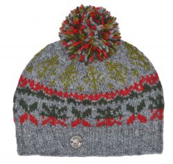 Festive Bobble - pure wool - fleece lined - grey