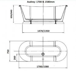 Purity Collection Audrey 1700mm Freestanding Bath
