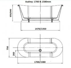 Purity Collection Audrey 1580mm Freestanding Bath