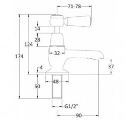 Bayswater Black & Chrome Lever Basin Taps with Hex Collar