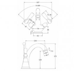 Bayswater Black & Chrome Lever Mono Basin Mixer with Dome Collar