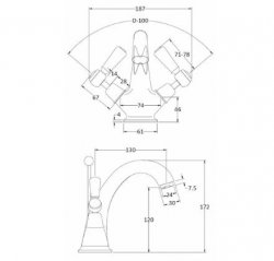 Bayswater White & Chrome Lever Mono Basin Mixer with Dome Collar
