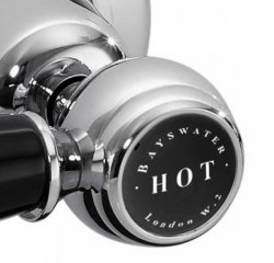 Bayswater Black & Chrome Lever 3TH Deck Basin Mixer with Dome Collar