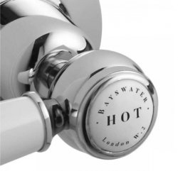 Bayswater White & Chrome Lever 3TH Wall Bath Filler with Hex Collar