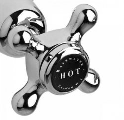 Bayswater Black & Chrome Crosshead 3TH Wall Bath Filler with Hex Collar