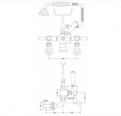 Bayswater Lever Wall Mounted Bath Shower Mixer with Hex Collar
