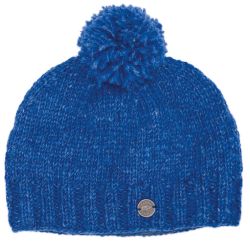 Pure Wool Plain bobble hat - hand knitted - fleece lining - blue pepper