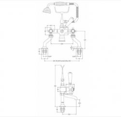 Bayswater Black & Chrome Crosshead Deck Mounted Bath Shower Mixer with Dome Collar - Stock Clearance