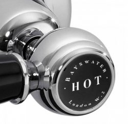 Bayswater Black & Chrome Lever Basin Taps with Dome Collar