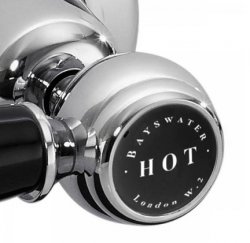 Bayswater Black & Chrome Lever Basin Taps with Hex Collar