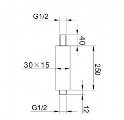 RAK 250mm Chrome Rectangular Brass Ceiling Arm