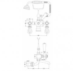 Bayswater White & Chrome Crosshead Wall Mounted Bath Shower Mixer with Hex Collar
