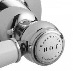 Bayswater White & Chrome Lever Basin Taps with Hex Collar