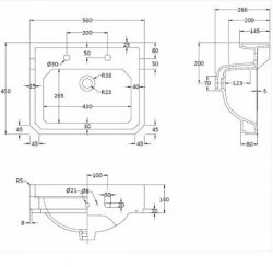 Bayswater Fitzroy 560mm 3 Tap Hole Basin