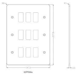 Knightsbridge Flat plate 9G grid faceplate - polished chrome - (GDFP009PC)