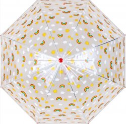 Kids Boys Girls Childrens Clear Bubble Dome Reflective Umbrella Brolly Red