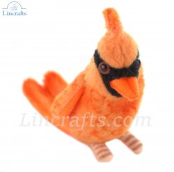 Soft Toy Bird, Orange Cardinal by Hansa (9cm.L) 5518